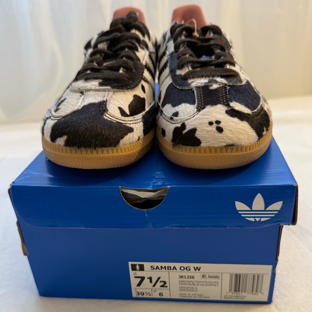 ADIDAS SAMBA OG Cow Print size 7.5 Women Sneakers Animal Print Gum Sole NWT - Picture 12 of 15